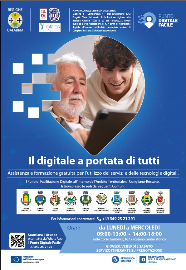 Al via i servizi del punto di facilitazione digitale della Pro Loco nell’ambito territoriale sociale di Corigliano-Rossano