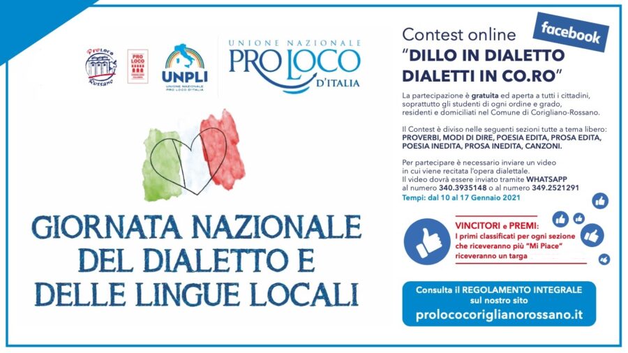 REGOLAMENTO CONTEST "DILLO IN DIALETTO - DIALETTI IN CO.RO"